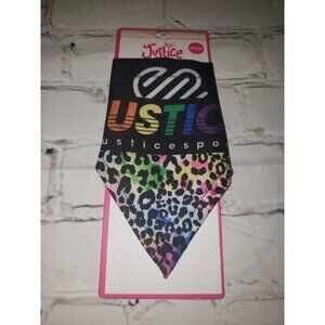 NEW Justice Black/Rainbow Leopard Print Pet Bandana, Size XS/S Slides On Collar